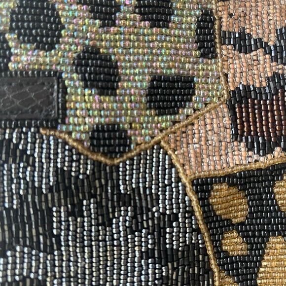 New Coast handbag animal print beaded shoulder purse - Picture 3 of 7